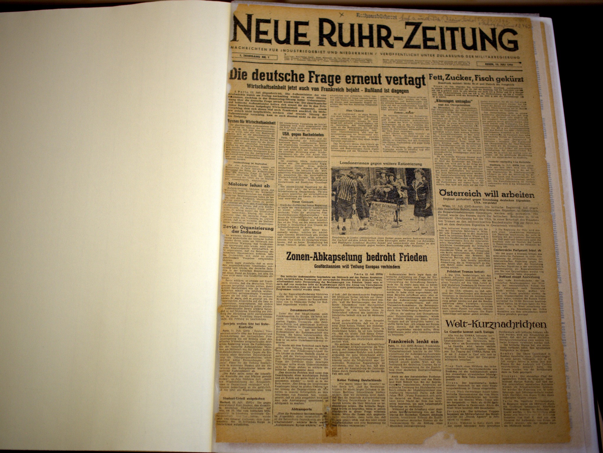 Die NRZ aus dem Juli 1946.