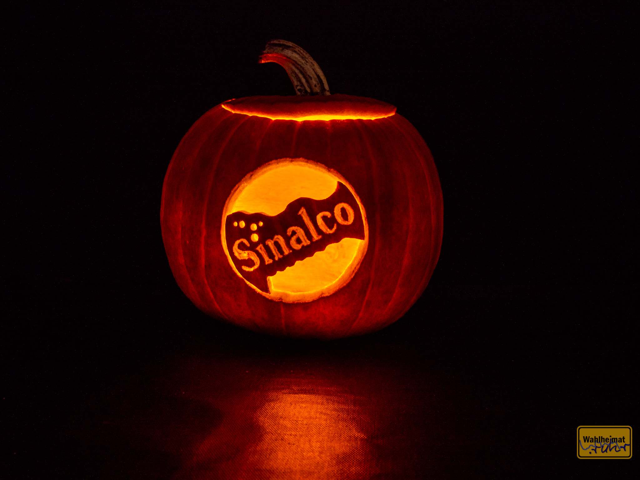 Kürbis mit dem Sinalco Logo als Auftragsarbeit